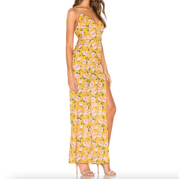 Revolve Superdown Lorie Slit Maxi Dress in Yellow Floral - Picture 3 of 17